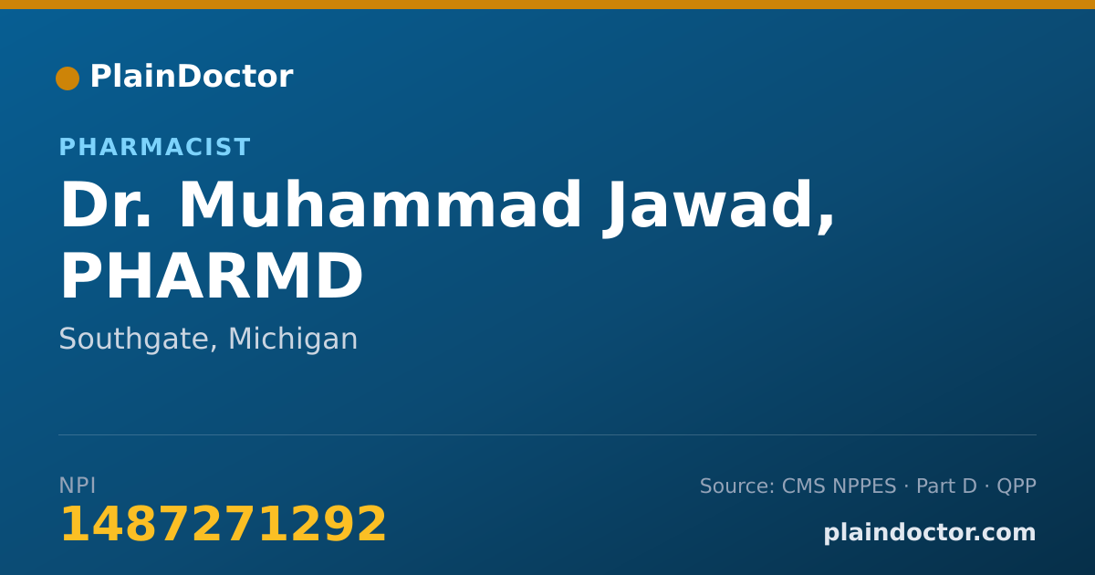 Shareable card for Muhammad Jawad, PHARMD - Pharmacist, Southgate, MI