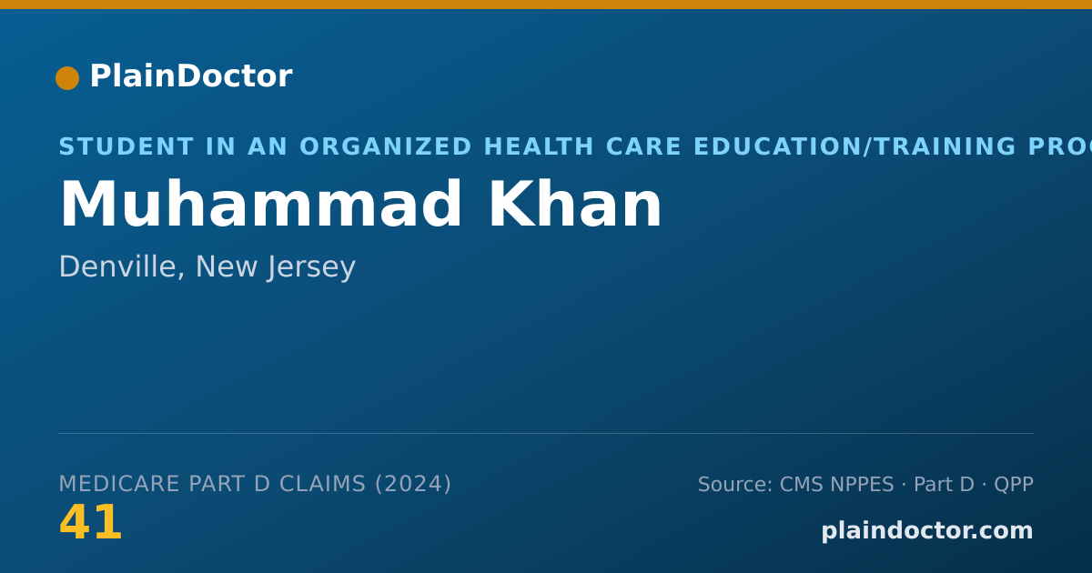 Shareable card for Muhammad Khan - Student in an Organized Health Care Education/Training Program, Denville, NJ