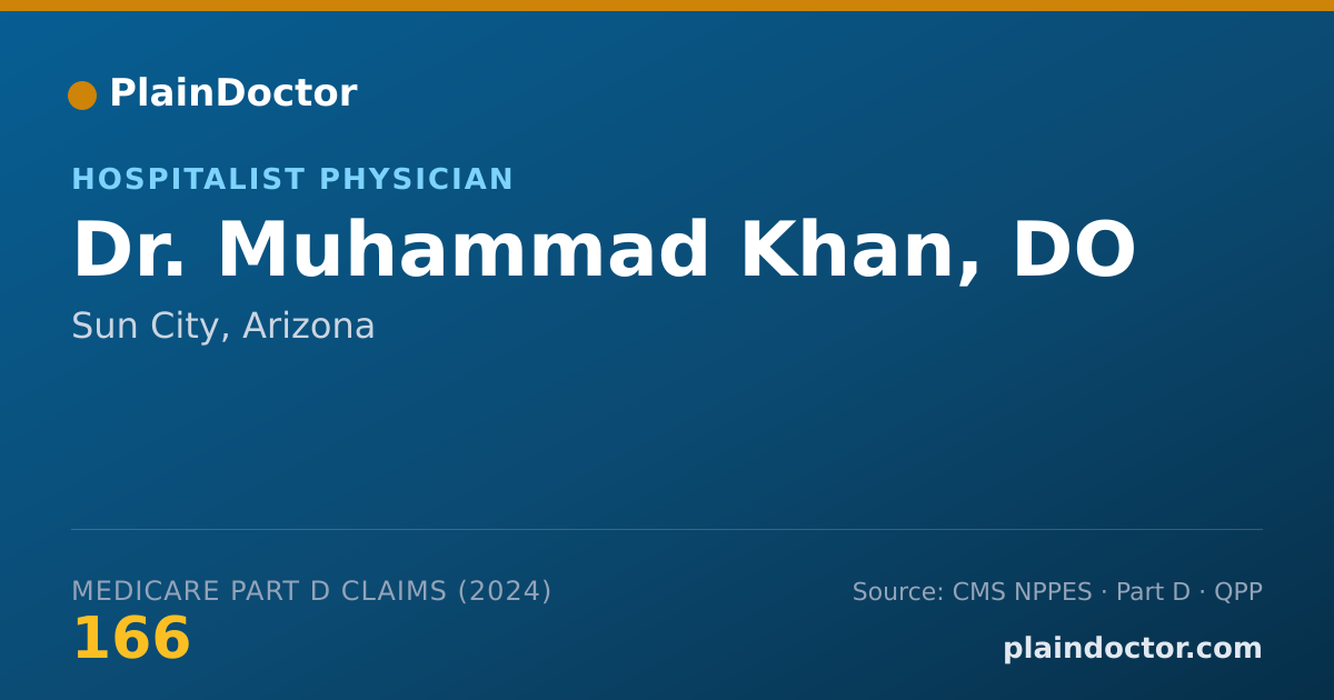 Shareable card for Muhammad Khan, DO - Hospitalist Physician, Sun City, AZ