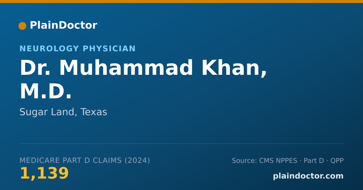 Shareable card for Muhammad Khan, M.D. - Neurology Physician, Sugar Land, TX