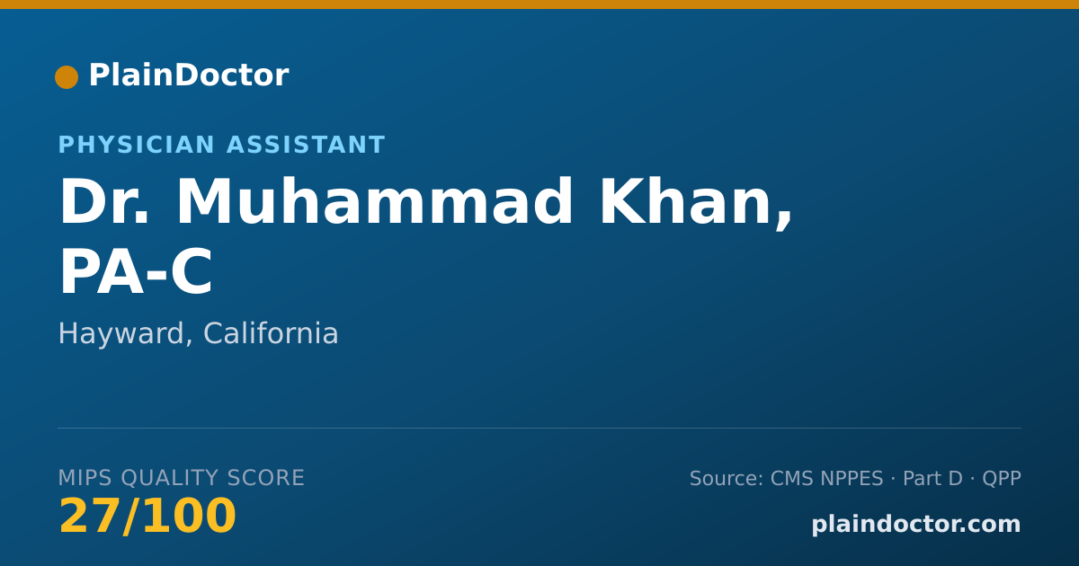 Shareable card for Muhammad Khan, PA-C - Physician Assistant, Hayward, CA