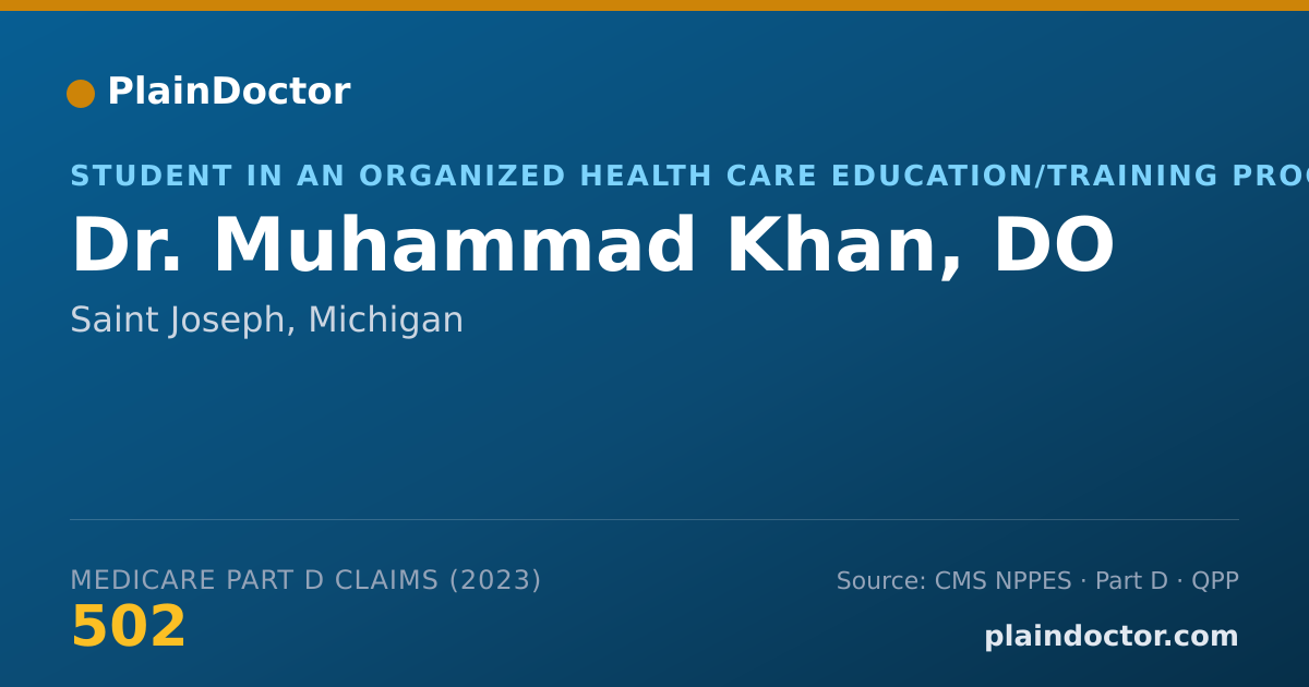 Shareable card for Muhammad Khan, DO - Student in an Organized Health Care Education/Training Program, Saint Joseph, MI