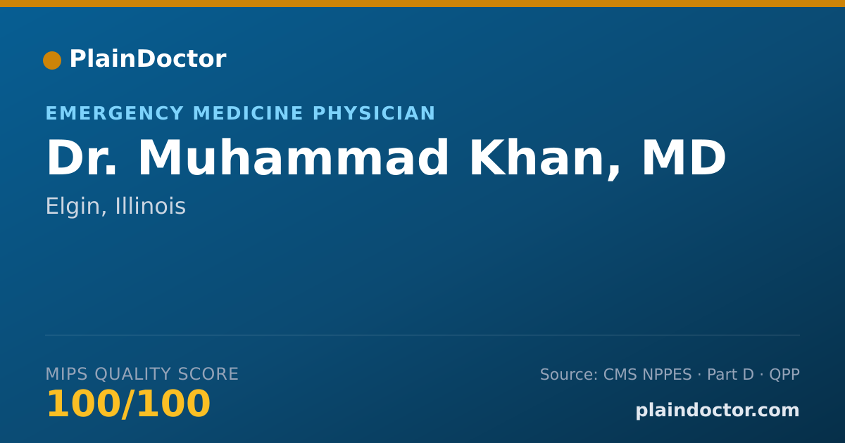 Shareable card for Muhammad Khan, MD - Emergency Medicine Physician, Elgin, IL