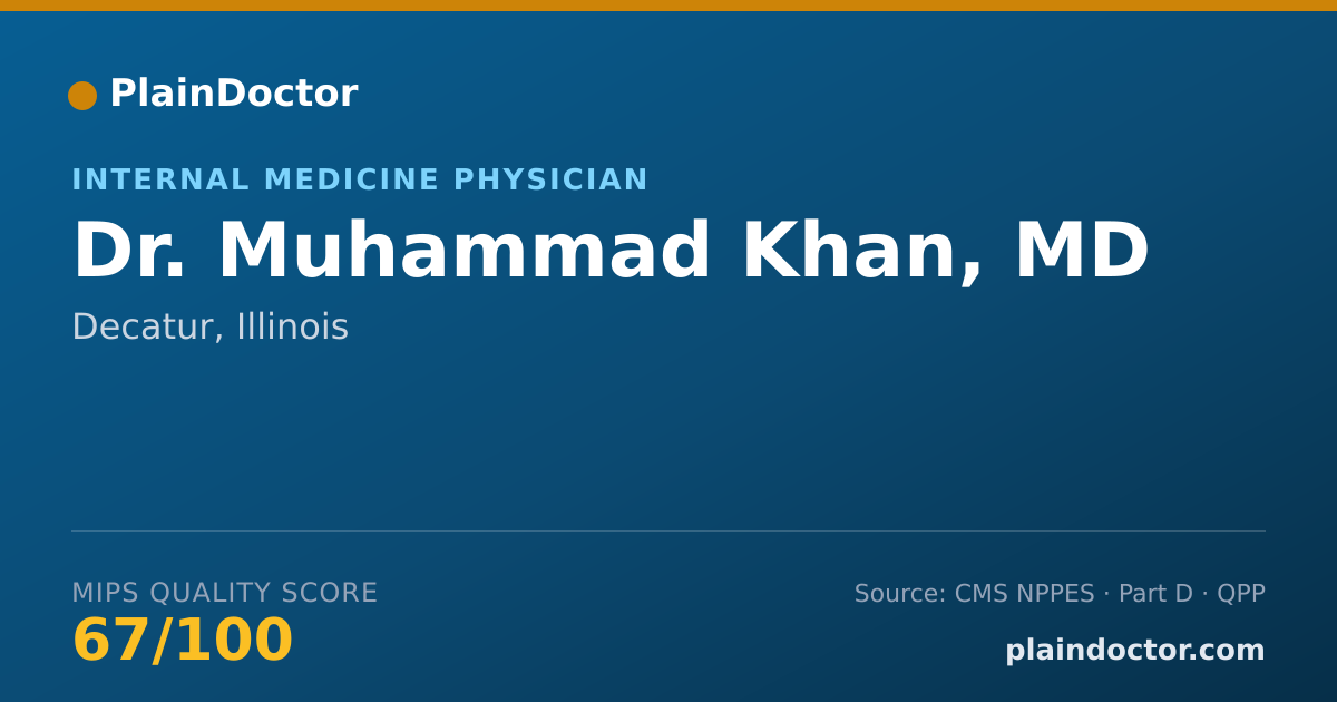 Shareable card for Muhammad Khan, MD - Internal Medicine Physician, Decatur, IL