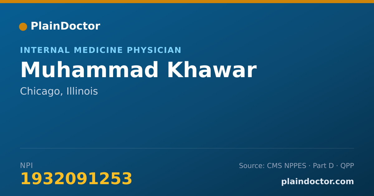 Shareable card for Muhammad Khawar - Internal Medicine Physician, Chicago, IL