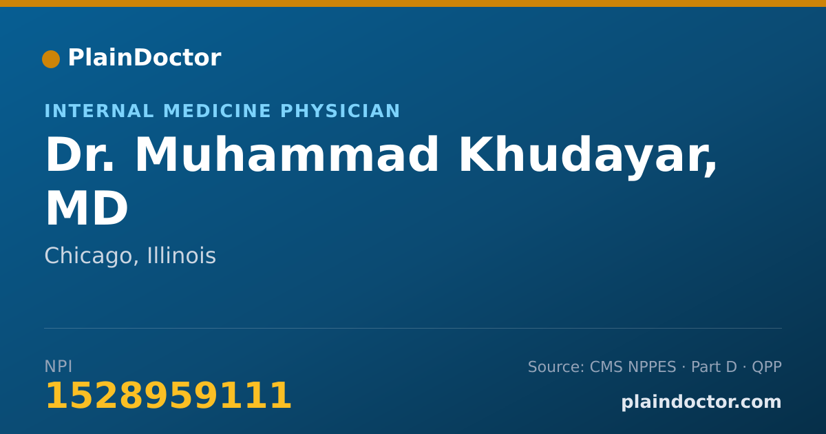 Shareable card for Muhammad Khudayar, MD - Internal Medicine Physician, Chicago, IL