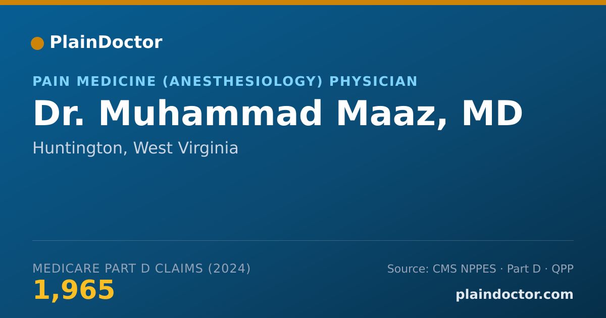Shareable card for Muhammad Maaz, MD - Pain Medicine (Anesthesiology) Physician, Huntington, WV