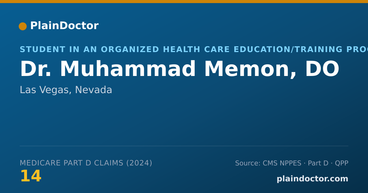 Shareable card for Muhammad Memon, DO - Student in an Organized Health Care Education/Training Program, Las Vegas, NV