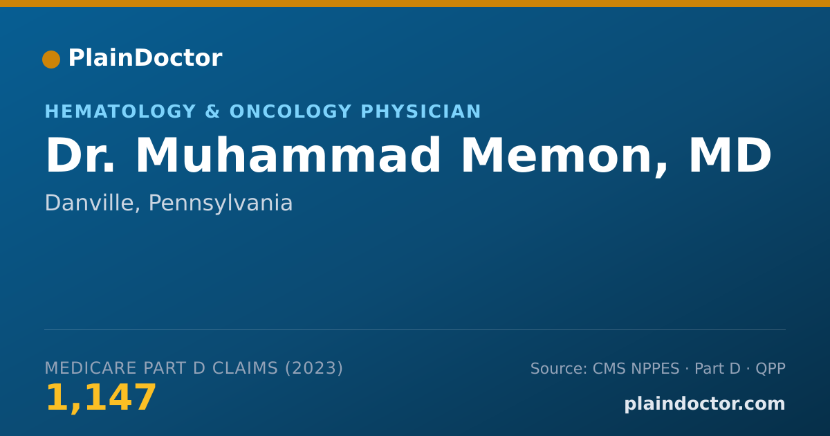 Shareable card for Muhammad Memon, MD - Hematology & Oncology Physician, Danville, PA