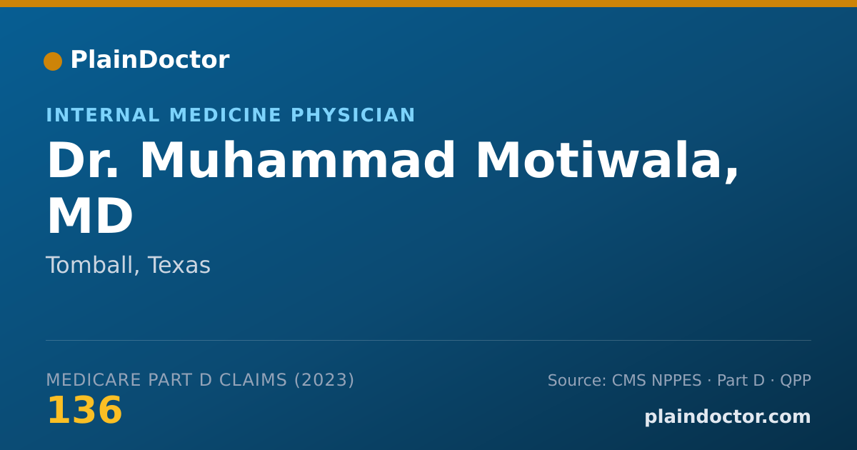 Shareable card for Muhammad Motiwala, MD - Internal Medicine Physician, Tomball, TX