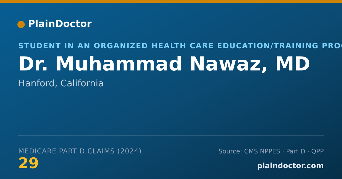 Shareable card for Muhammad Nawaz, MD - Student in an Organized Health Care Education/Training Program, Hanford, CA