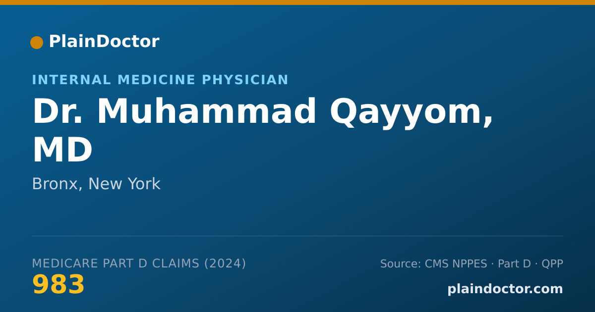 Shareable card for Muhammad Qayyom, MD - Internal Medicine Physician, Bronx, NY
