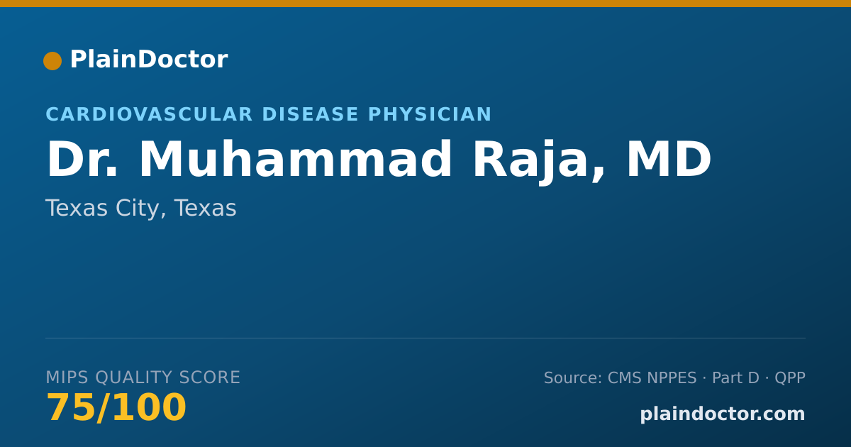 Shareable card for Muhammad Raja, MD - Cardiovascular Disease Physician, Texas City, TX