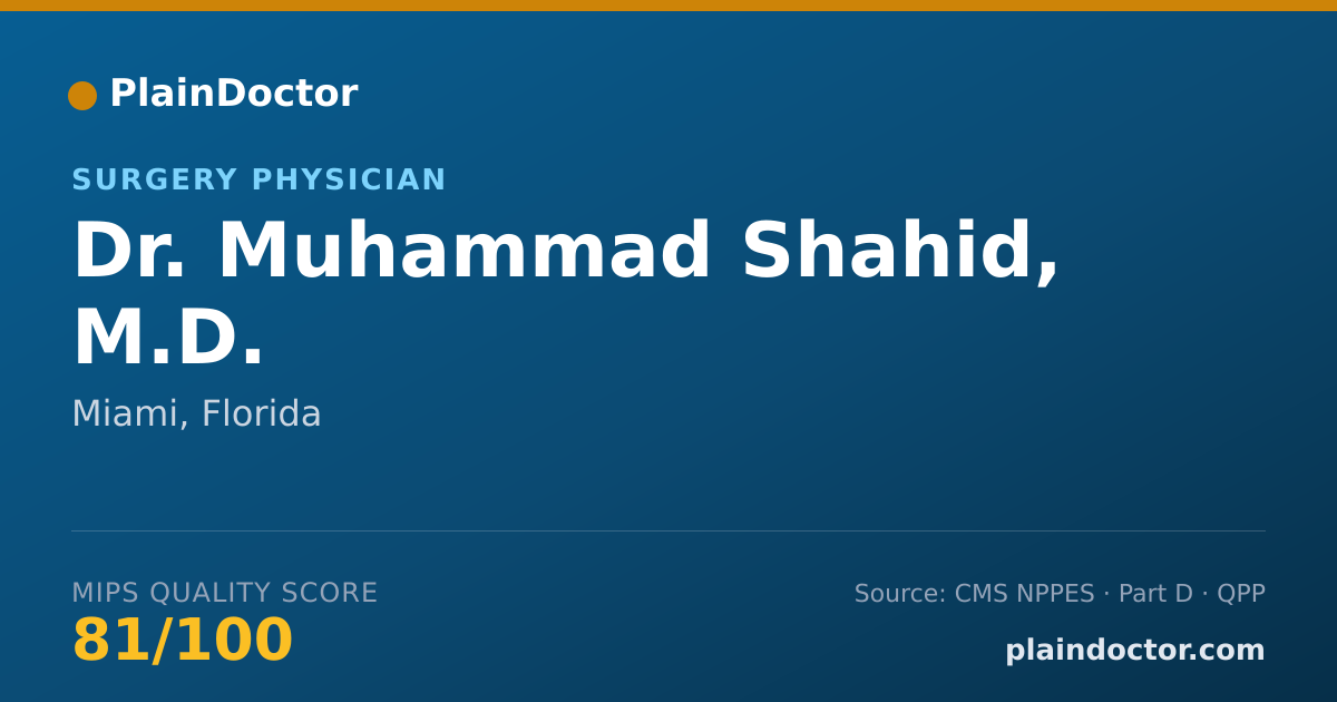 Shareable card for Muhammad Shahid, M.D. - Surgery Physician, Miami, FL