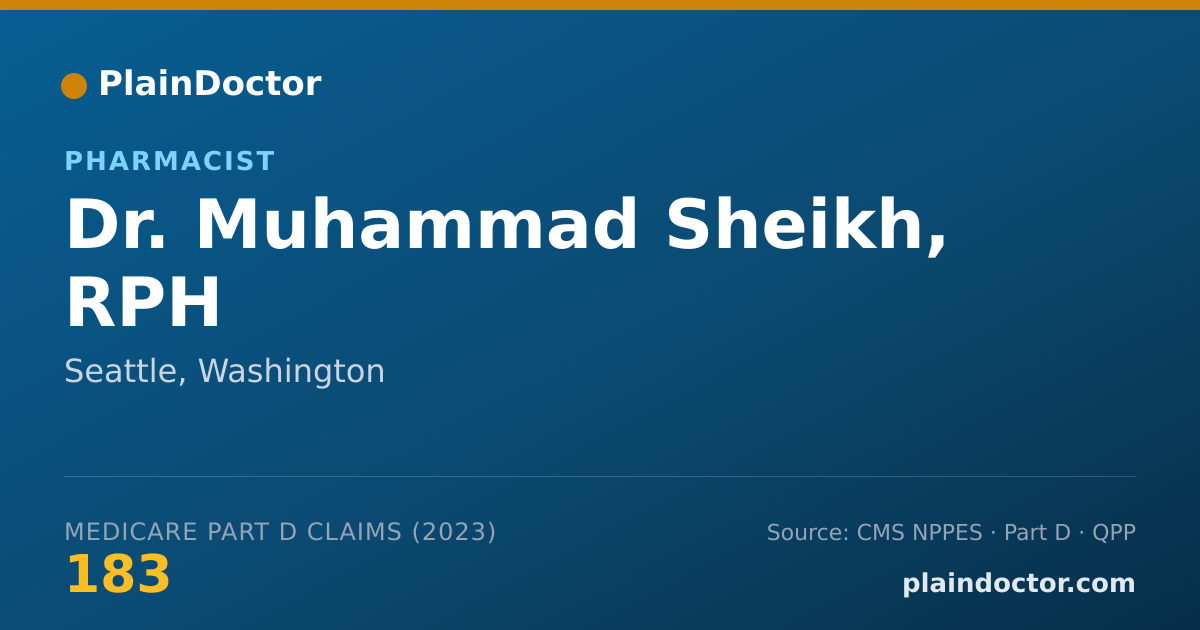 Shareable card for Muhammad Sheikh, RPH - Pharmacist, Seattle, WA