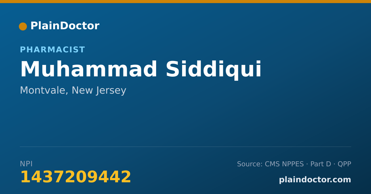 Shareable card for Muhammad Siddiqui - Pharmacist, Montvale, NJ