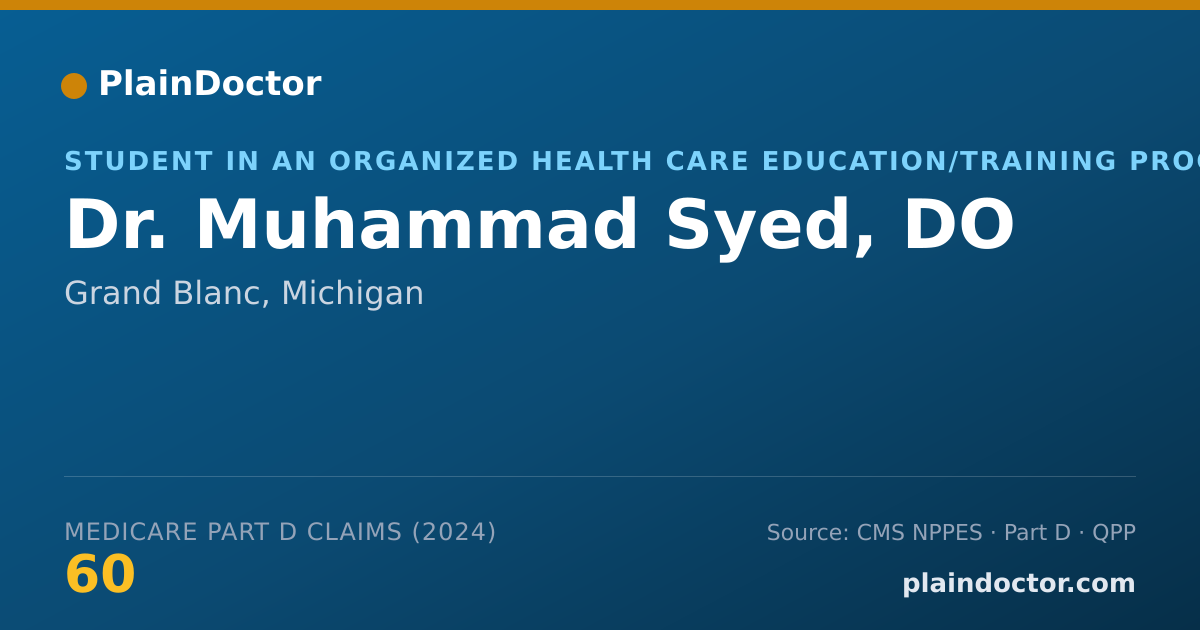 Shareable card for Muhammad Syed, DO - Student in an Organized Health Care Education/Training Program, Grand Blanc, MI