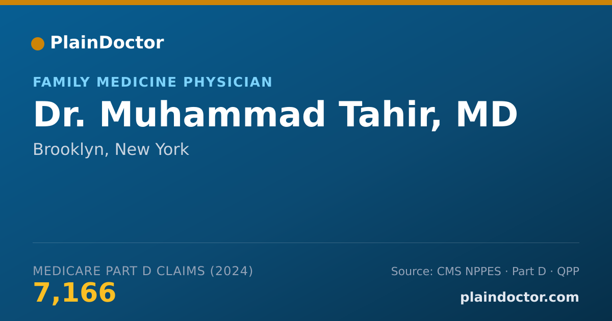 Shareable card for Muhammad Tahir, MD - Family Medicine Physician, Brooklyn, NY