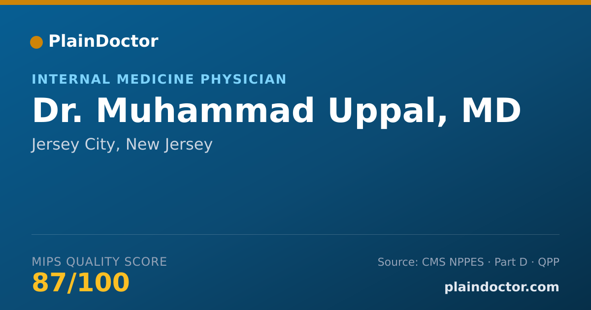 Shareable card for Muhammad Uppal, MD - Internal Medicine Physician, Jersey City, NJ