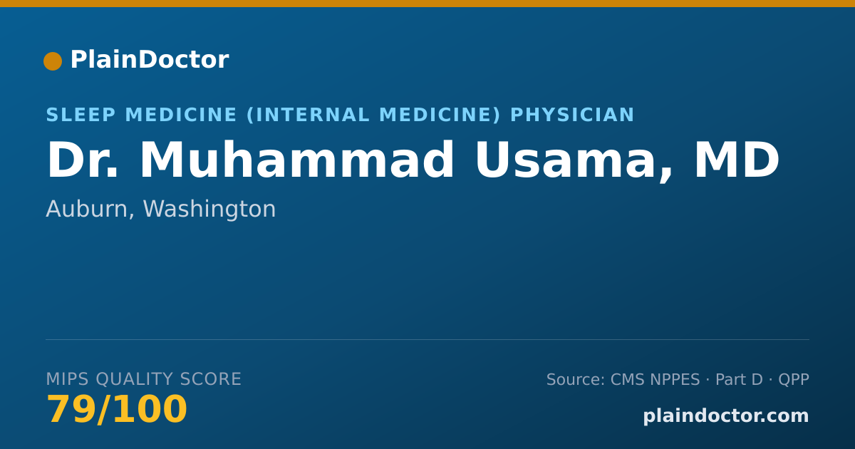 Shareable card for Muhammad Usama, MD - Sleep Medicine (Internal Medicine) Physician, Auburn, WA