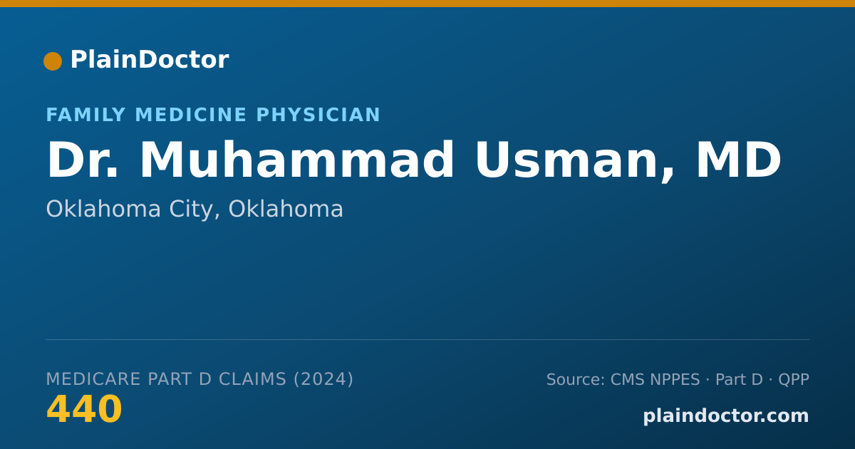 Shareable card for Muhammad Usman, MD - Family Medicine Physician, Oklahoma City, OK