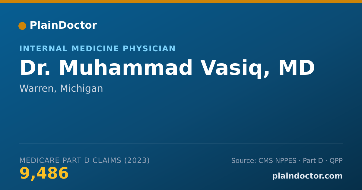 Shareable card for Muhammad Vasiq, MD - Internal Medicine Physician, Warren, MI