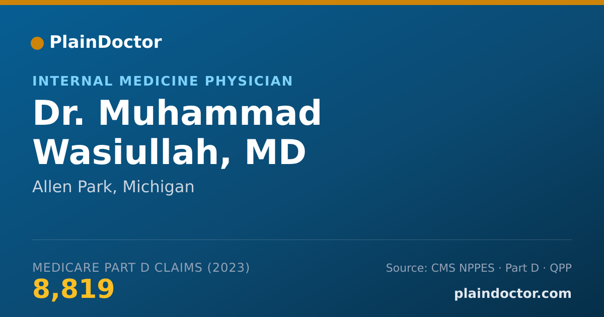 Shareable card for Muhammad Wasiullah, MD - Internal Medicine Physician, Allen Park, MI