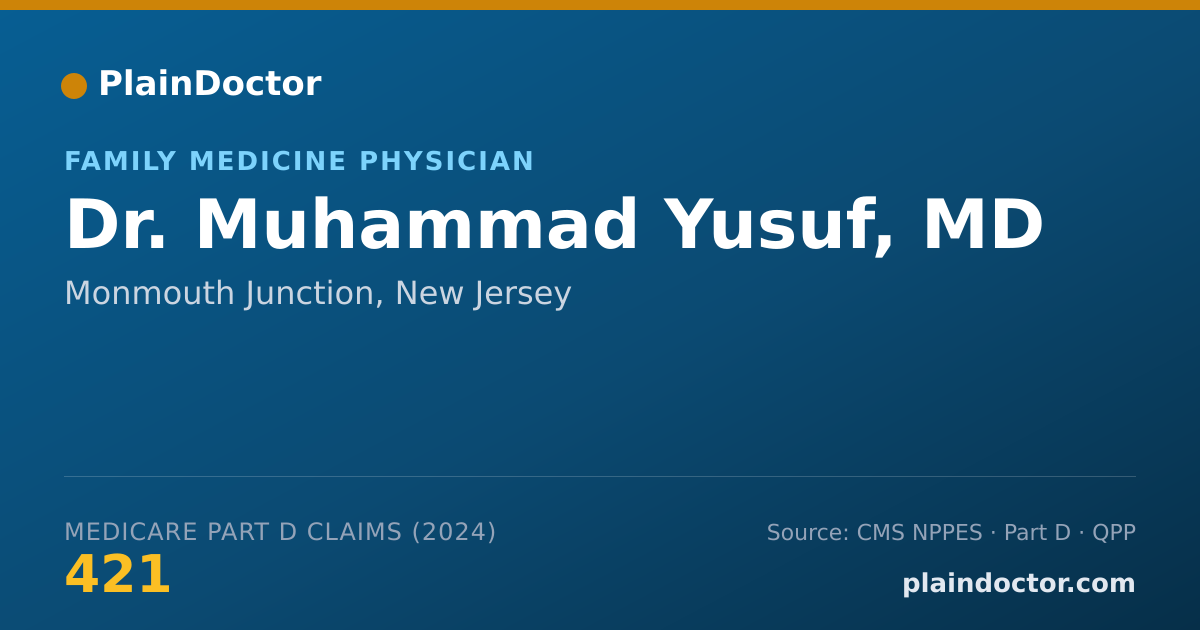 Shareable card for Muhammad Yusuf, MD - Family Medicine Physician, Monmouth Junction, NJ
