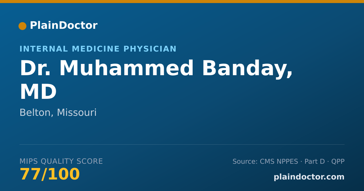 Shareable card for Muhammed Banday, MD - Internal Medicine Physician, Belton, MO