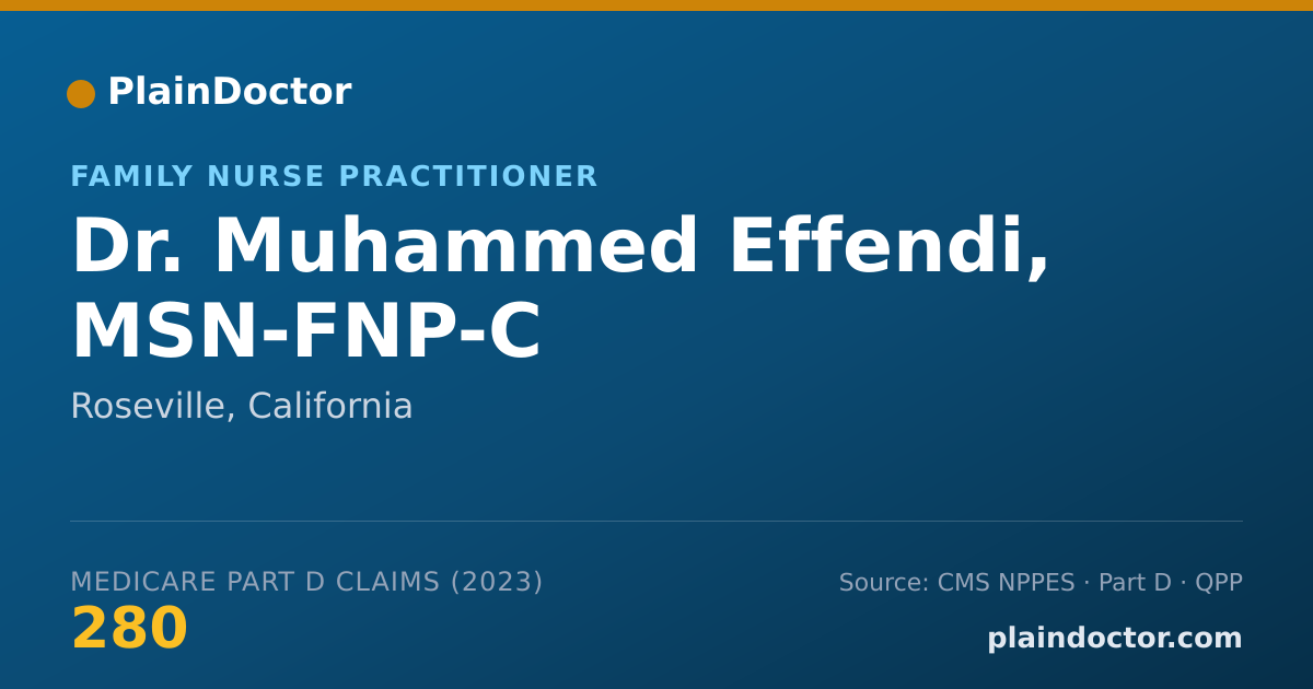 Shareable card for Muhammed Effendi, MSN-FNP-C - Family Nurse Practitioner, Roseville, CA