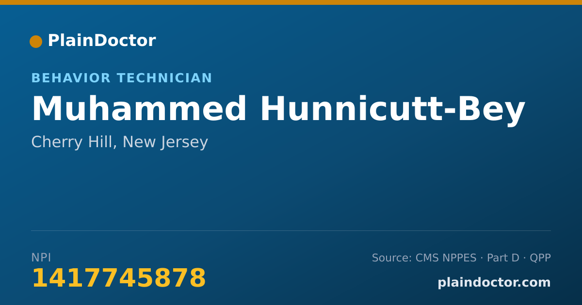 Shareable card for Muhammed Hunnicutt-Bey - Behavior Technician, Cherry Hill, NJ