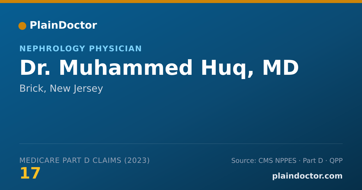 Shareable card for Muhammed Huq, MD - Nephrology Physician, Brick, NJ