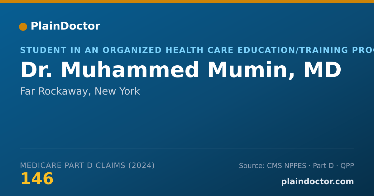 Shareable card for Muhammed Mumin, MD - Student in an Organized Health Care Education/Training Program, Far Rockaway, NY