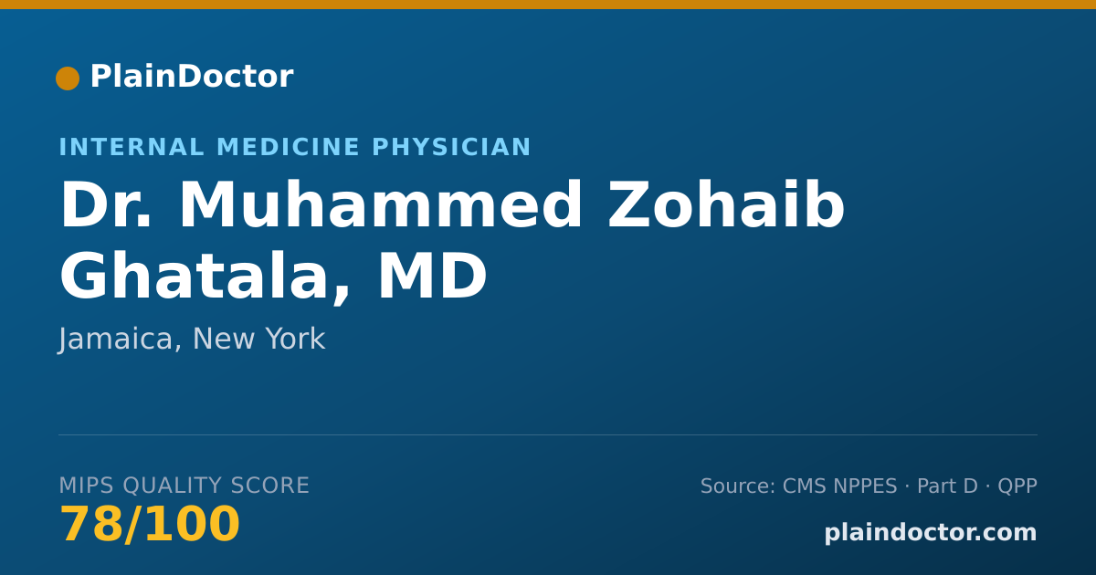 Shareable card for Muhammed Zohaib Ghatala, MD - Internal Medicine Physician, Jamaica, NY