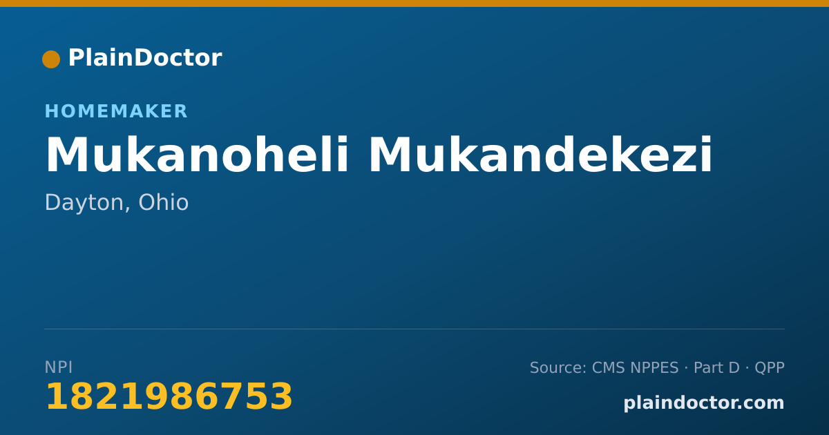 Shareable card for Mukanoheli Mukandekezi - Homemaker, Dayton, OH