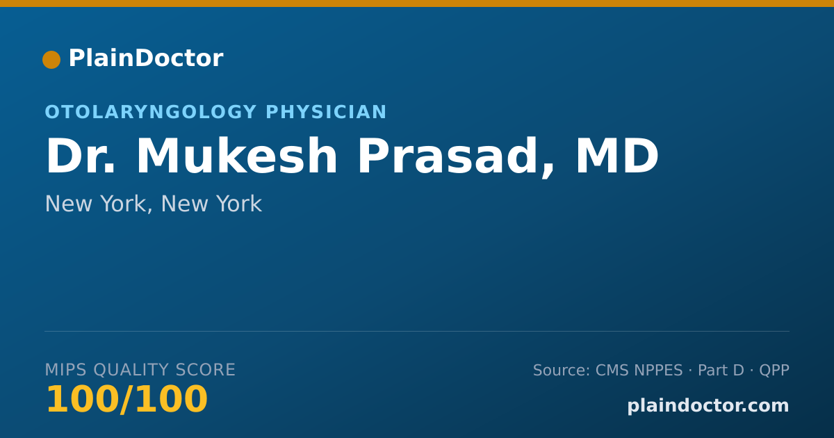 Shareable card for Mukesh Prasad, MD - Otolaryngology Physician, New York, NY