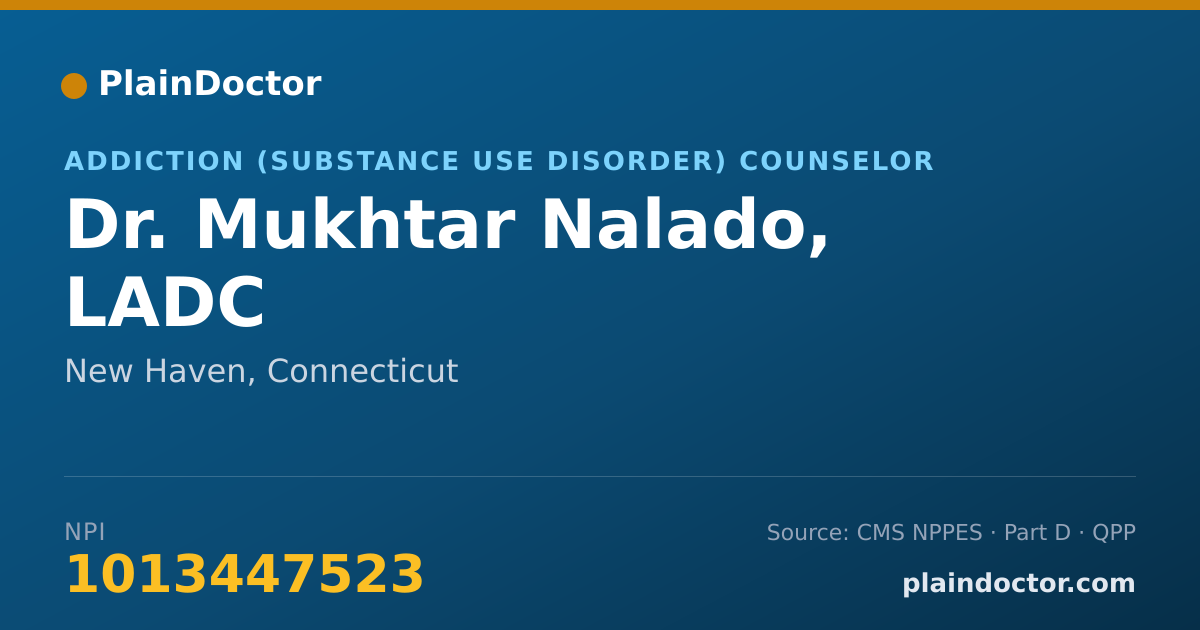 Shareable card for Mukhtar Nalado, LADC - Addiction (Substance Use Disorder) Counselor, New Haven, CT