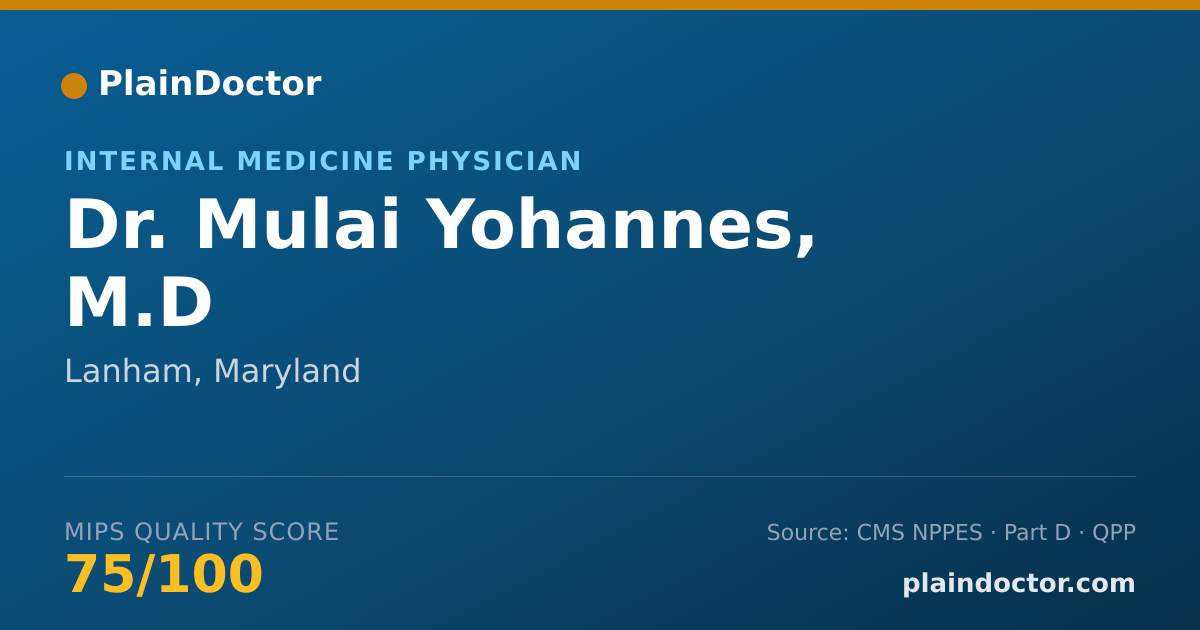 Shareable card for Mulai Yohannes, M.D - Internal Medicine Physician, Lanham, MD