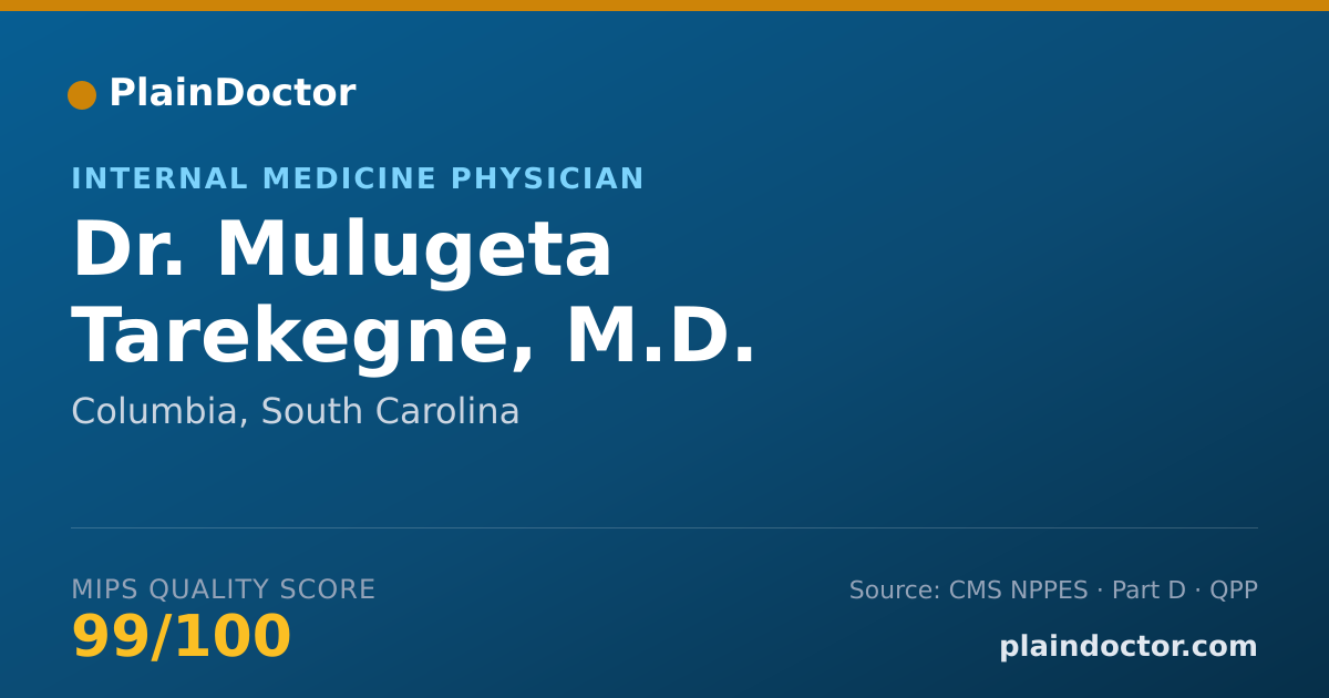 Shareable card for Mulugeta Tarekegne, M.D. - Internal Medicine Physician, Columbia, SC