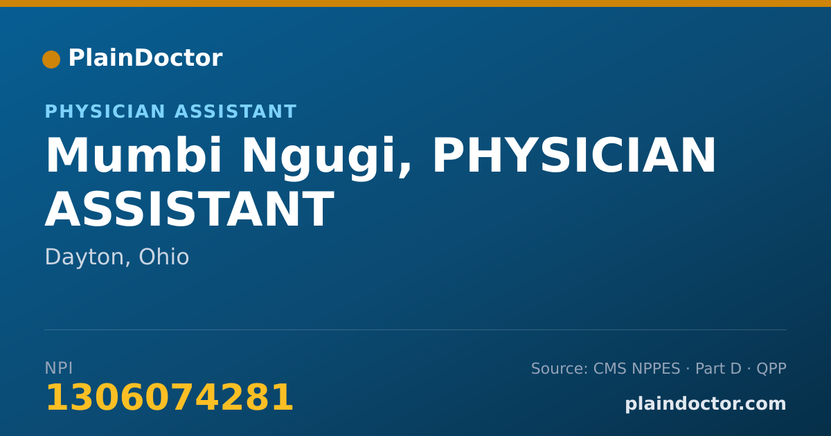 Shareable card for Mumbi Ngugi, PHYSICIAN ASSISTANT - Physician Assistant, Dayton, OH