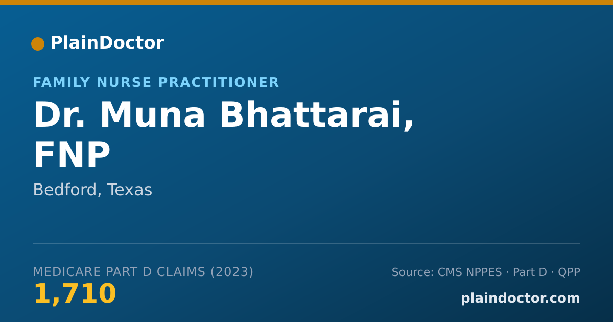 Shareable card for Muna Bhattarai, FNP - Family Nurse Practitioner, Bedford, TX