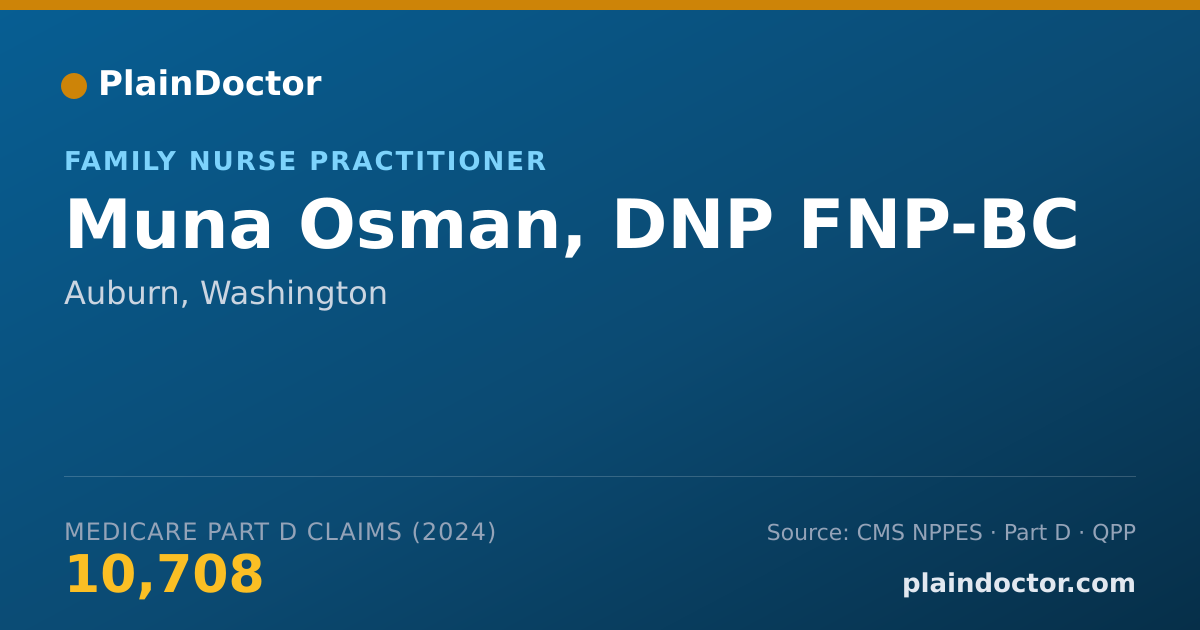 Shareable card for Muna Osman, DNP FNP-BC - Family Nurse Practitioner, Auburn, WA
