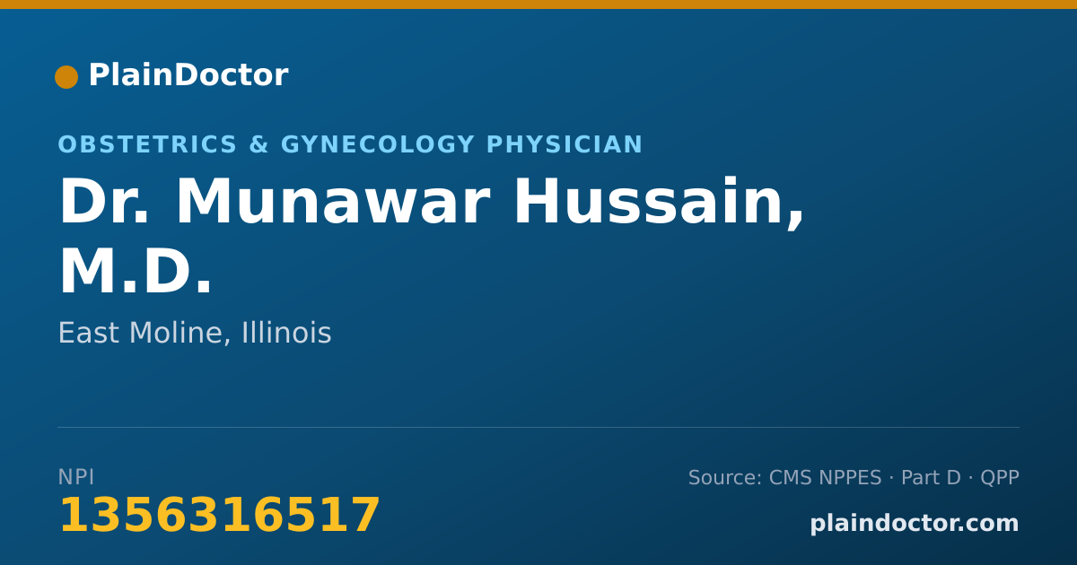 Shareable card for Munawar Hussain, M.D. - Obstetrics & Gynecology Physician, East Moline, IL
