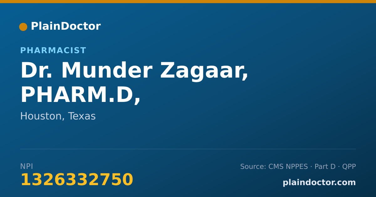 Shareable card for Munder Zagaar, PHARM.D, - Pharmacist, Houston, TX