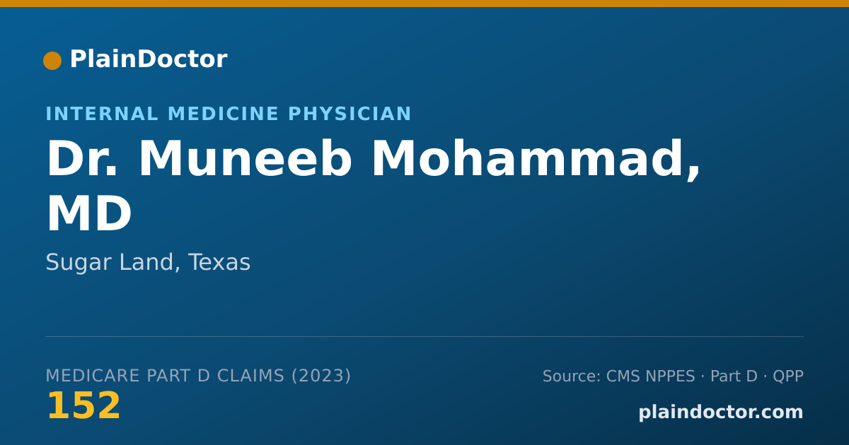 Shareable card for Muneeb Mohammad, MD - Internal Medicine Physician, Sugar Land, TX
