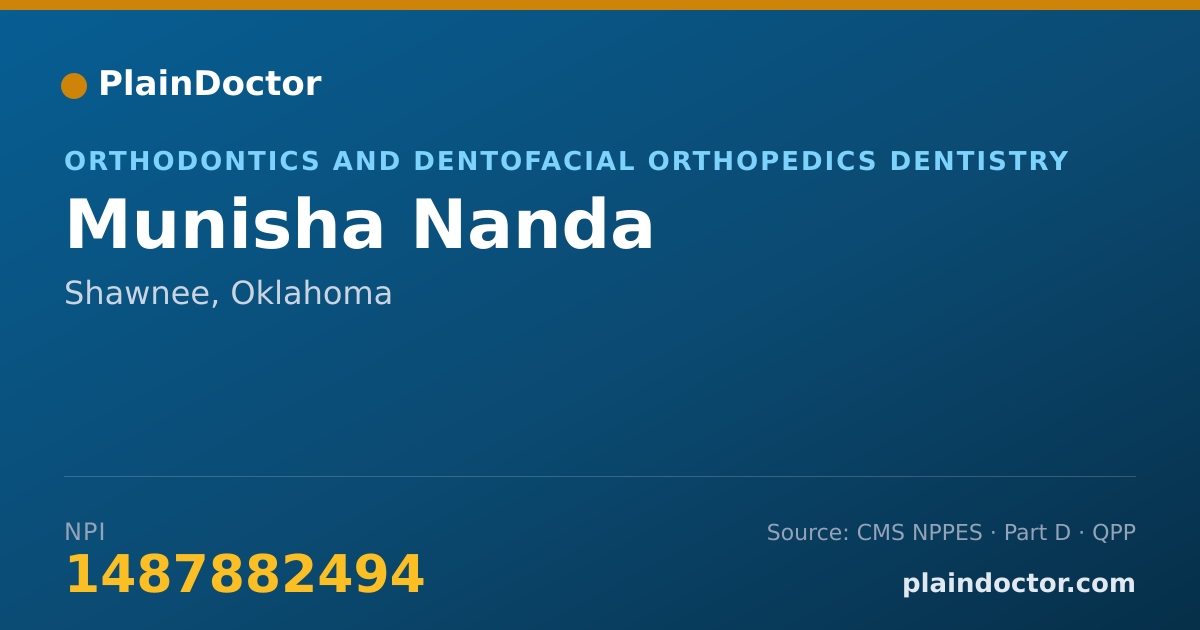 Shareable card for Munisha Nanda - Orthodontics and Dentofacial Orthopedics Dentistry, Shawnee, OK