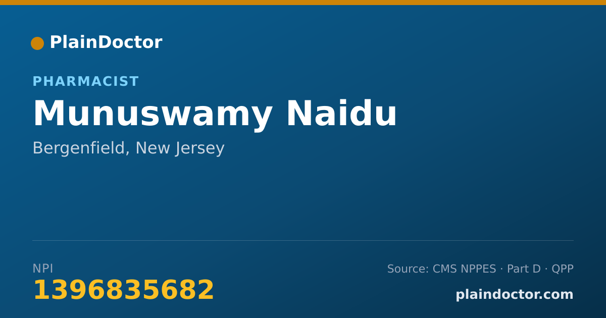 Shareable card for Munuswamy Naidu - Pharmacist, Bergenfield, NJ