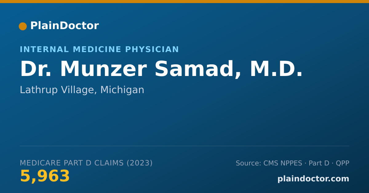 Shareable card for Munzer Samad, M.D. - Internal Medicine Physician, Lathrup Village, MI