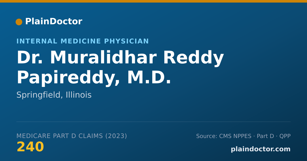 Shareable card for Muralidhar Reddy Papireddy, M.D. - Internal Medicine Physician, Springfield, IL