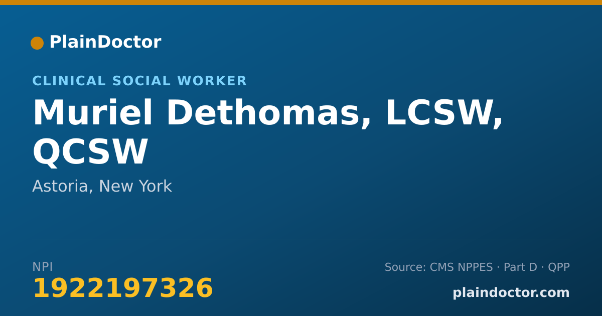 Shareable card for Muriel Dethomas, LCSW, QCSW - Clinical Social Worker, Astoria, NY